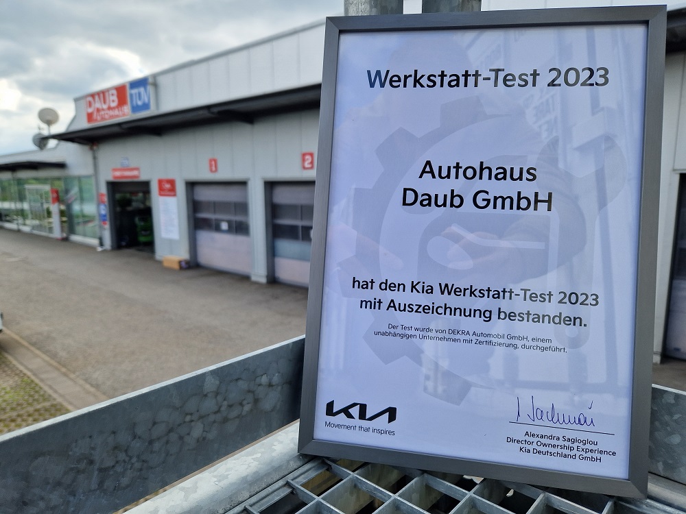 Autohaus Daub Kia Werkstatt-Test 2023 Auszeichnung